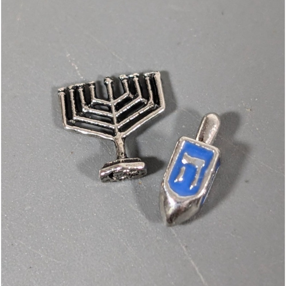 Origami Owl Hanukkah Menorah Dreidel Floating Charm Lot of 2‎